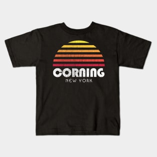 Corning NY Finger Lakes Retro Sunset Kids T-Shirt